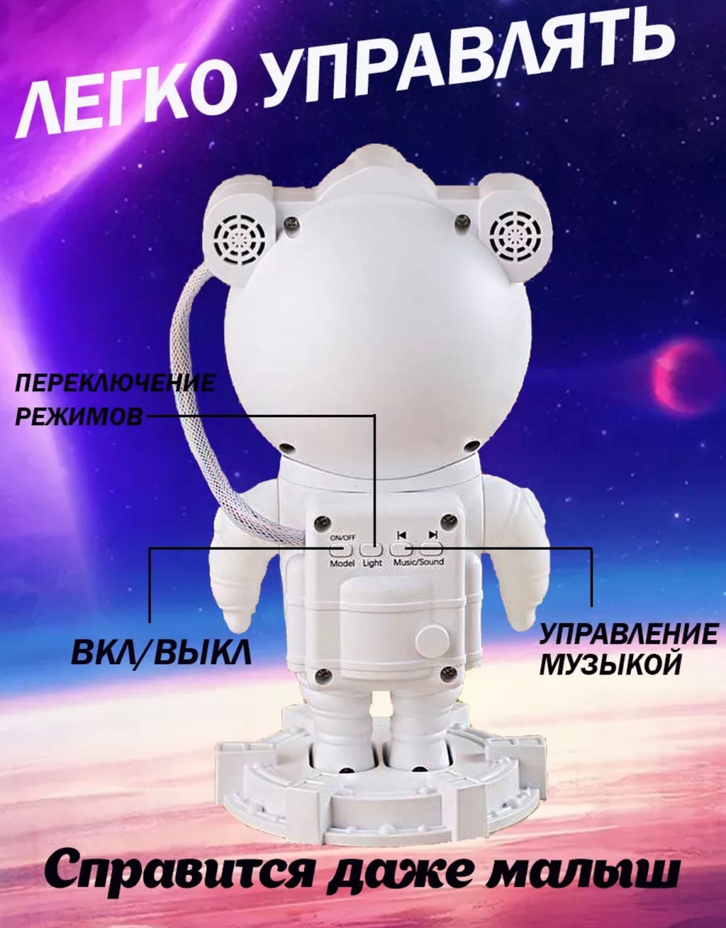 Проектор Космонавт с колонкой